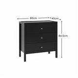Charlie 3 Drawer Chest of Drawer - Noir Black - Laura James 
