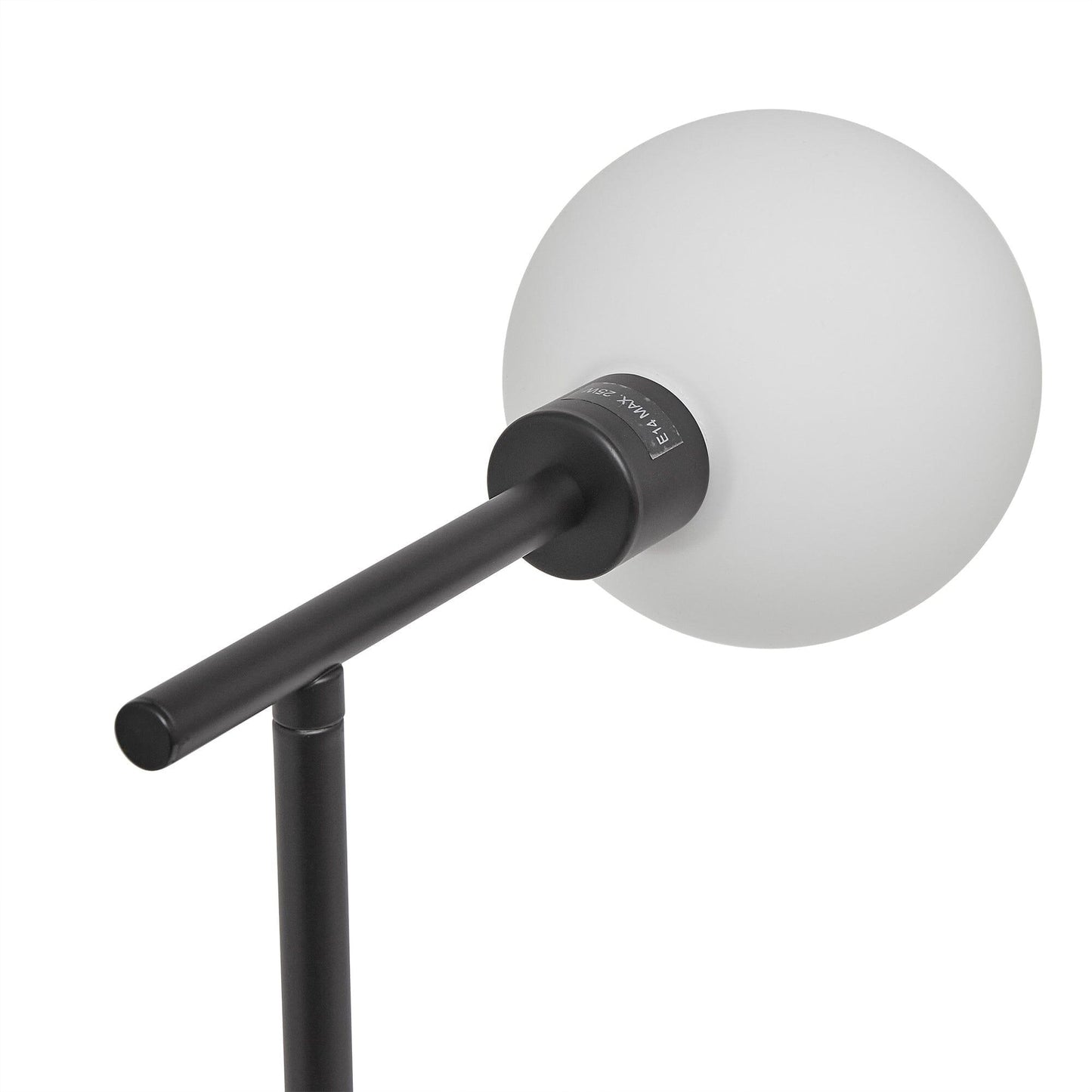 Black Metal Table Lamp with Opal Glass Shade - Laura James