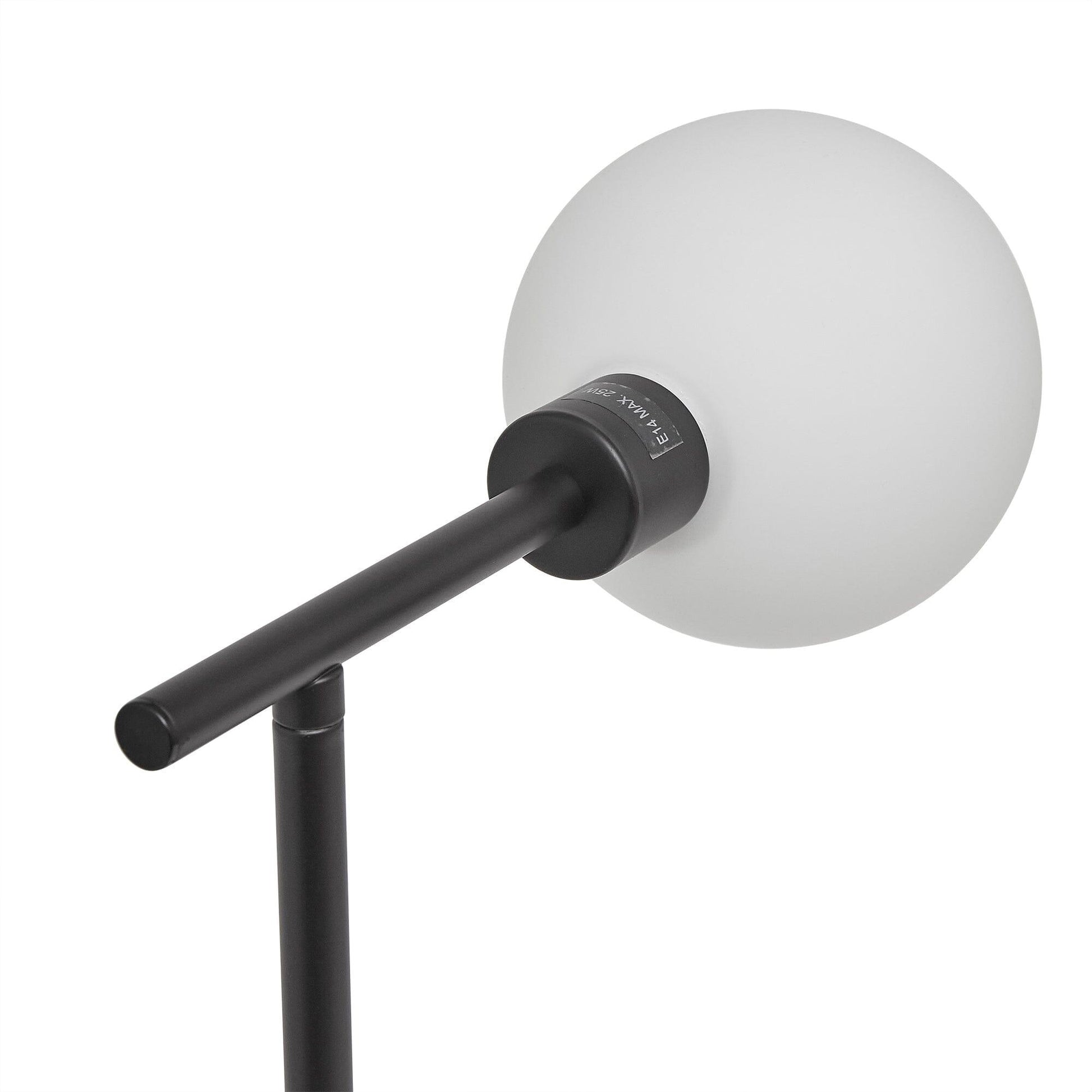Black Metal Table Lamp with Opal Glass Shade - Laura James