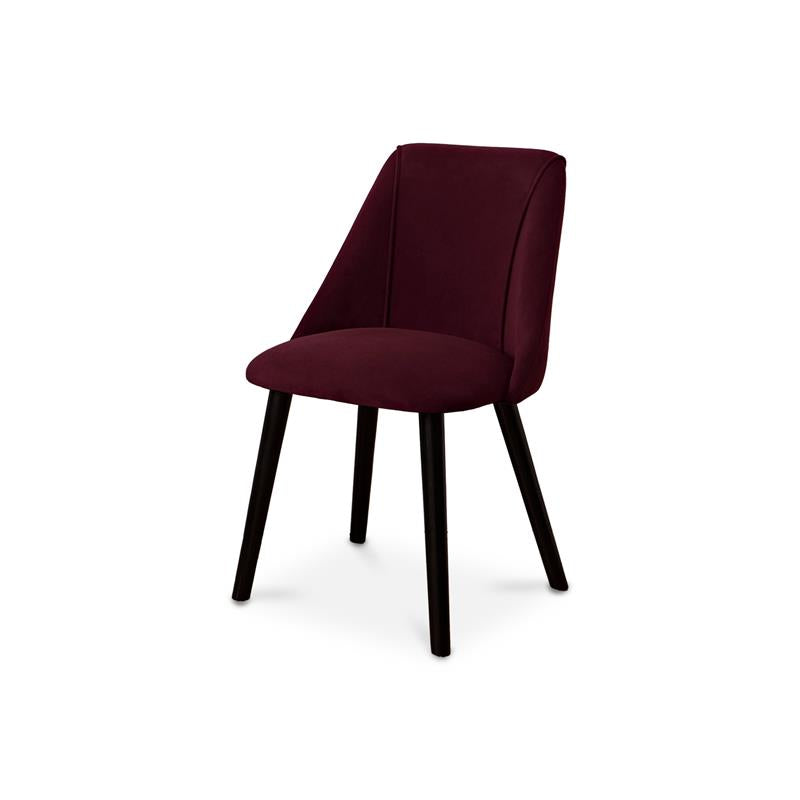 Raleigh Black Dining Table Set - 6 Seater - 4 Freya Burgundy Red Dining Chairs & 2 Freya Burgundy Red Armchairs - Black Oak Legs - Laura James