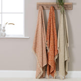 Elborough Diamond Pattern Cotton Throw - Burnt Orange