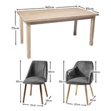 Ella Pale Oak Dining Table Set - 6 Seater - 2 Freya Grey Carver Chairs & 4 Dining Chairs - Whitewash Oak Legs