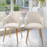 Ella 160cm Pale Oak Dining Table Set - 6 Seater - 4 Freya Dining Chairs with  2 Freya Armchairs - Light Beige with Pale Oak Legs