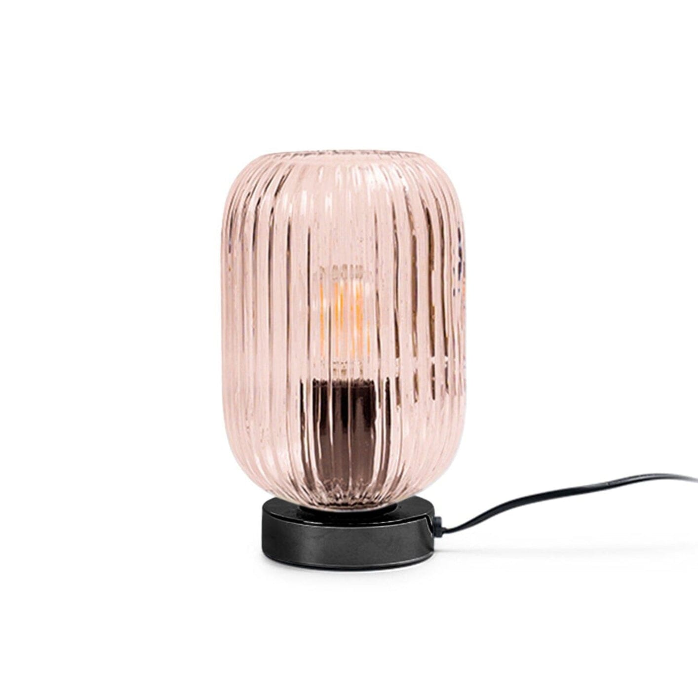 Elland 22.5cm Glass Table Lamp - Pink & Black - Laura James 