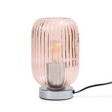 Pink Fluted Glass Table Lamp with Chrome Base - Laura James
