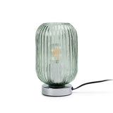 Green Fluted Glass Table Lamp with Chrome Base - Laura James