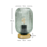 Green Fluted Glass Table Lamp with Gold Base - Laura James