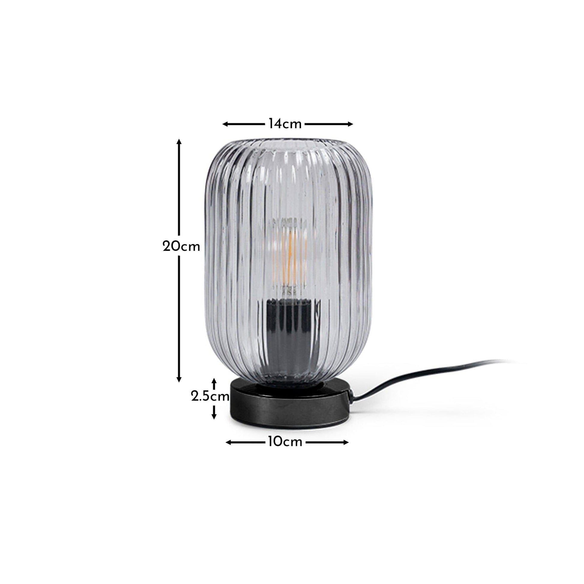 Elland 22.5cm Glass Table Lamp - Smoked & Black - Laura james 