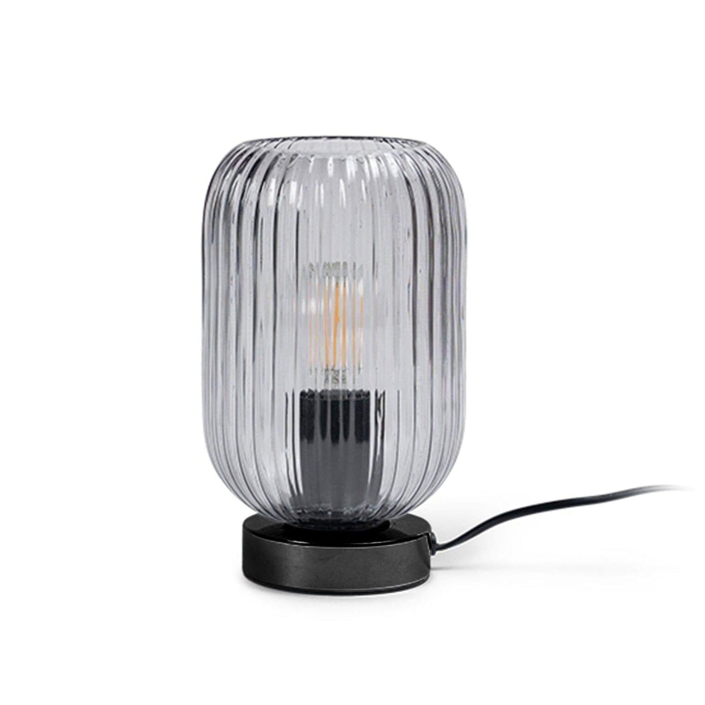 Elland 22.5cm Glass Table Lamp - Smoked & Black - Laura James 