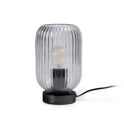 Elland 22.5cm Glass Table Lamp - Smoked & Black - Laura James 