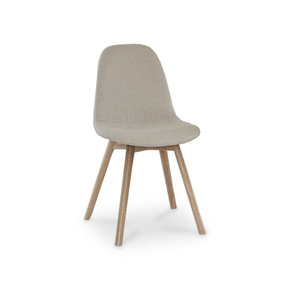 Ellis Light Beige Dining Chairs - Set of 2 - Whitewash Oak Leg s - Laura James 