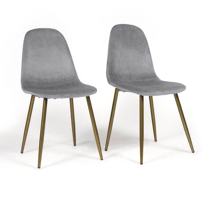Ellis dining chairs - set of 2 - grey and gold - Laura James