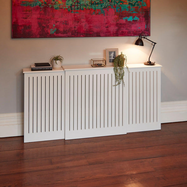 English Radiator Cover Elspeth Extending Radiator Cover in Snow White - Laura James