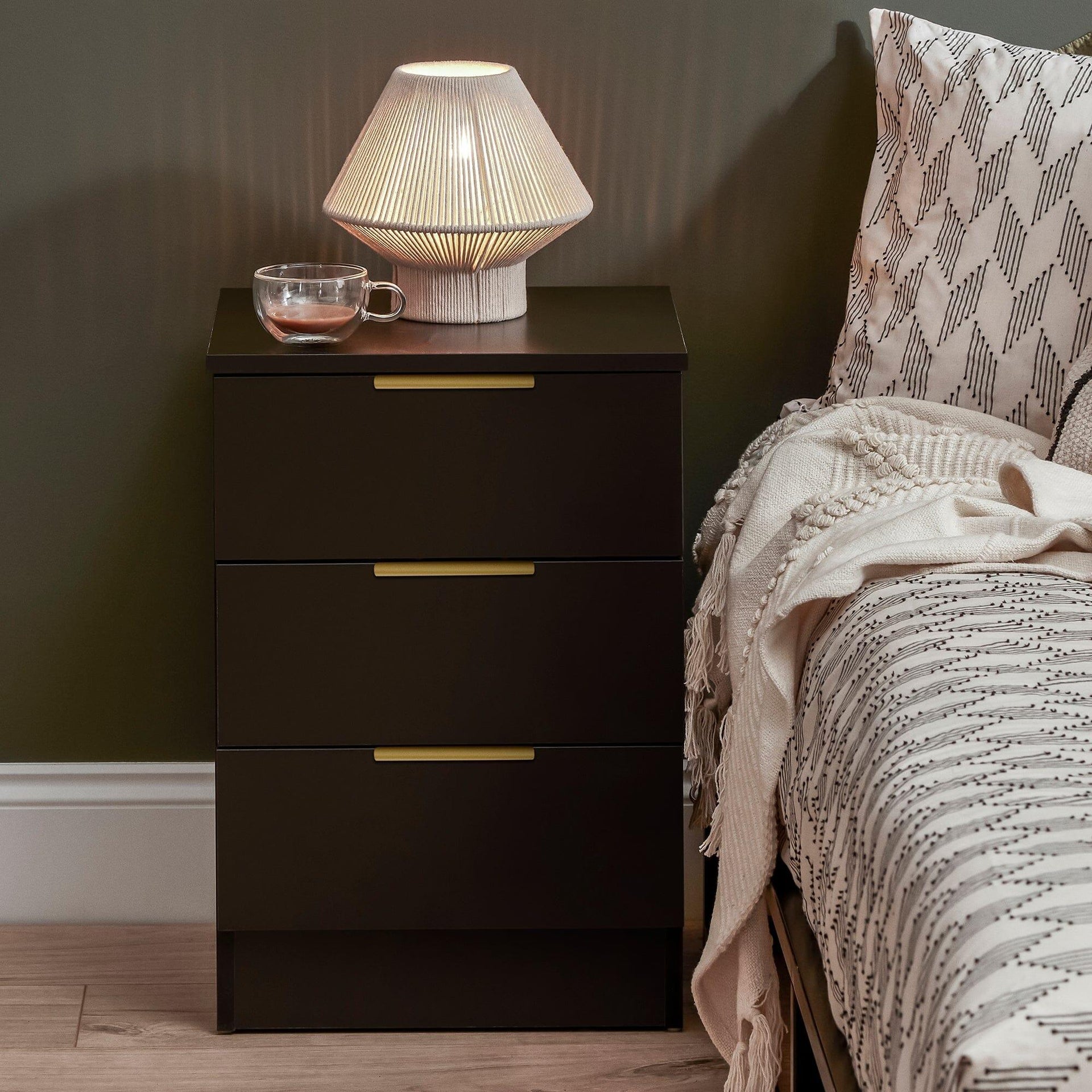 Essie 3 Drawer Bedside Table