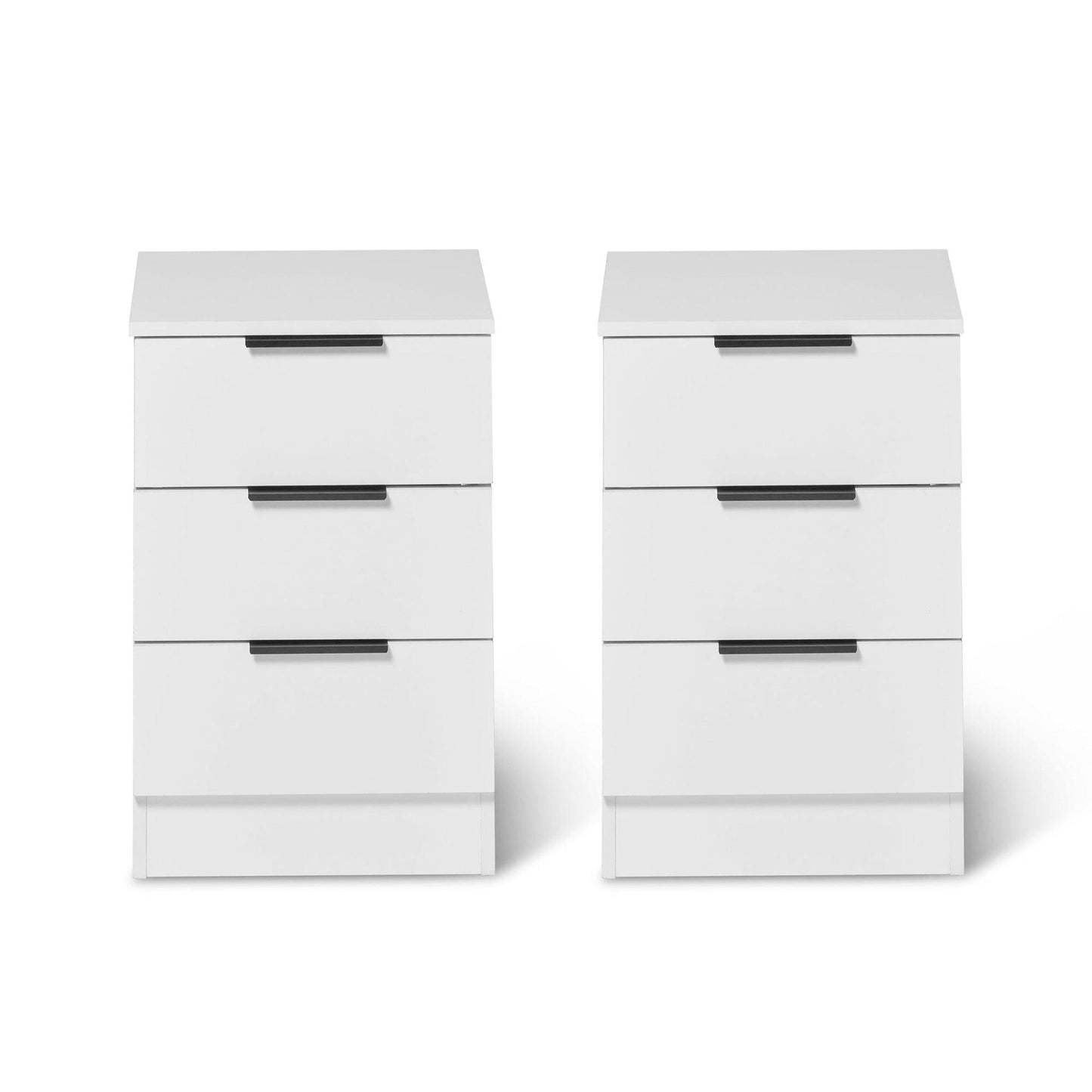 Essie 3 Drawer Bedside Table - Pure White - Set of 2