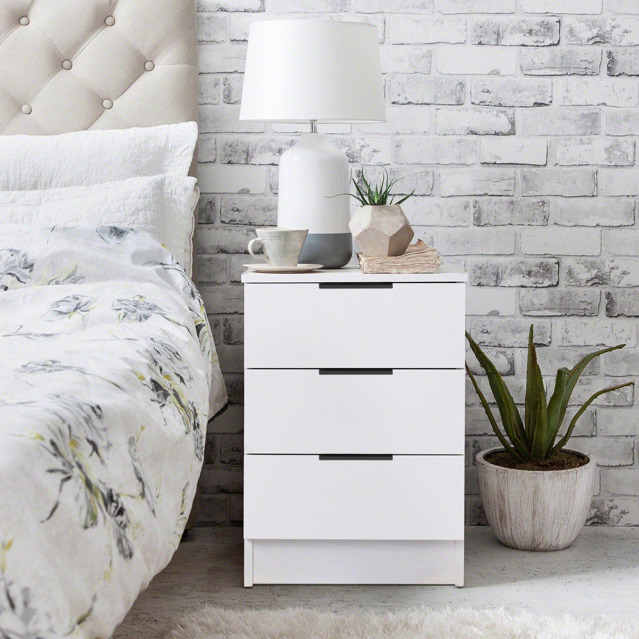 Essie 3 Drawer Bedside Table White Laura James