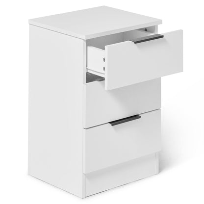 Essie White 3 Drawer Bedside Table - Laura James