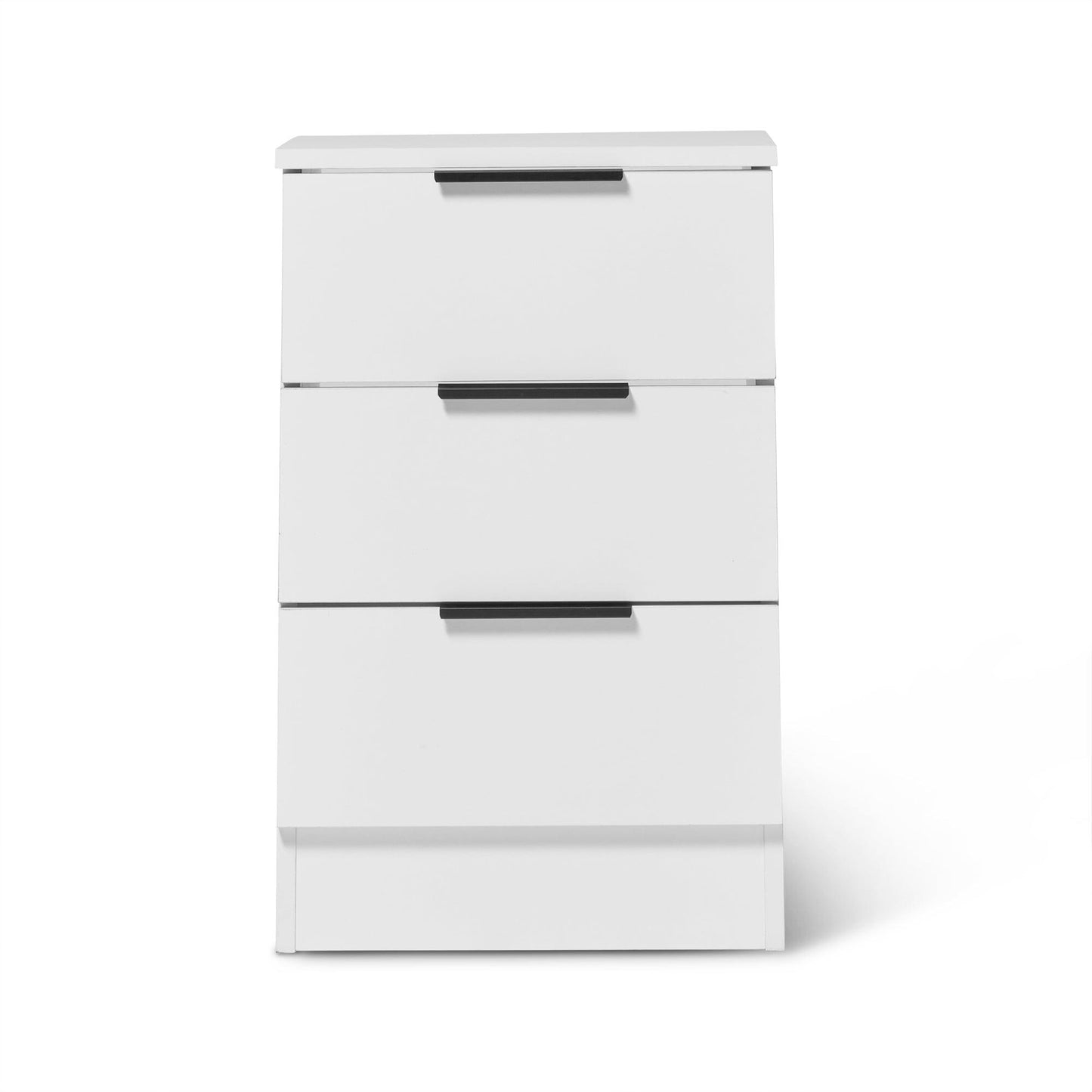 Essie White 3 Drawer Bedside Table - Laura James