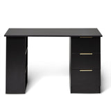Essie Black Desk with Shelves & 3 Drawers - Laura James