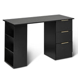 Essie Black Desk with Shelves & 3 Drawers - Laura James