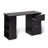 Essie Black Desk with Shelves & 3 Drawers - Laura James