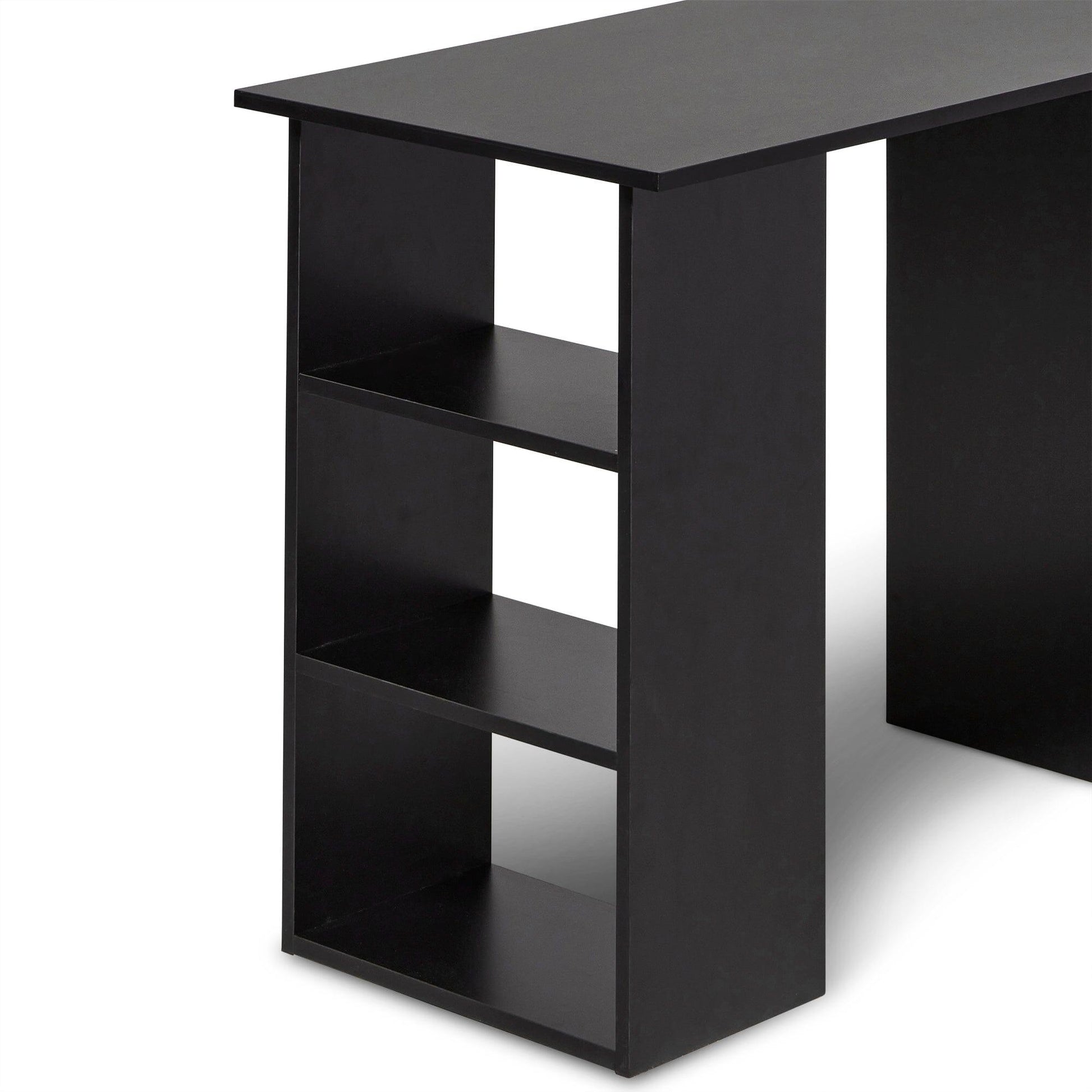 Essie Black Desk with Shelves & 3 Drawers - Laura James