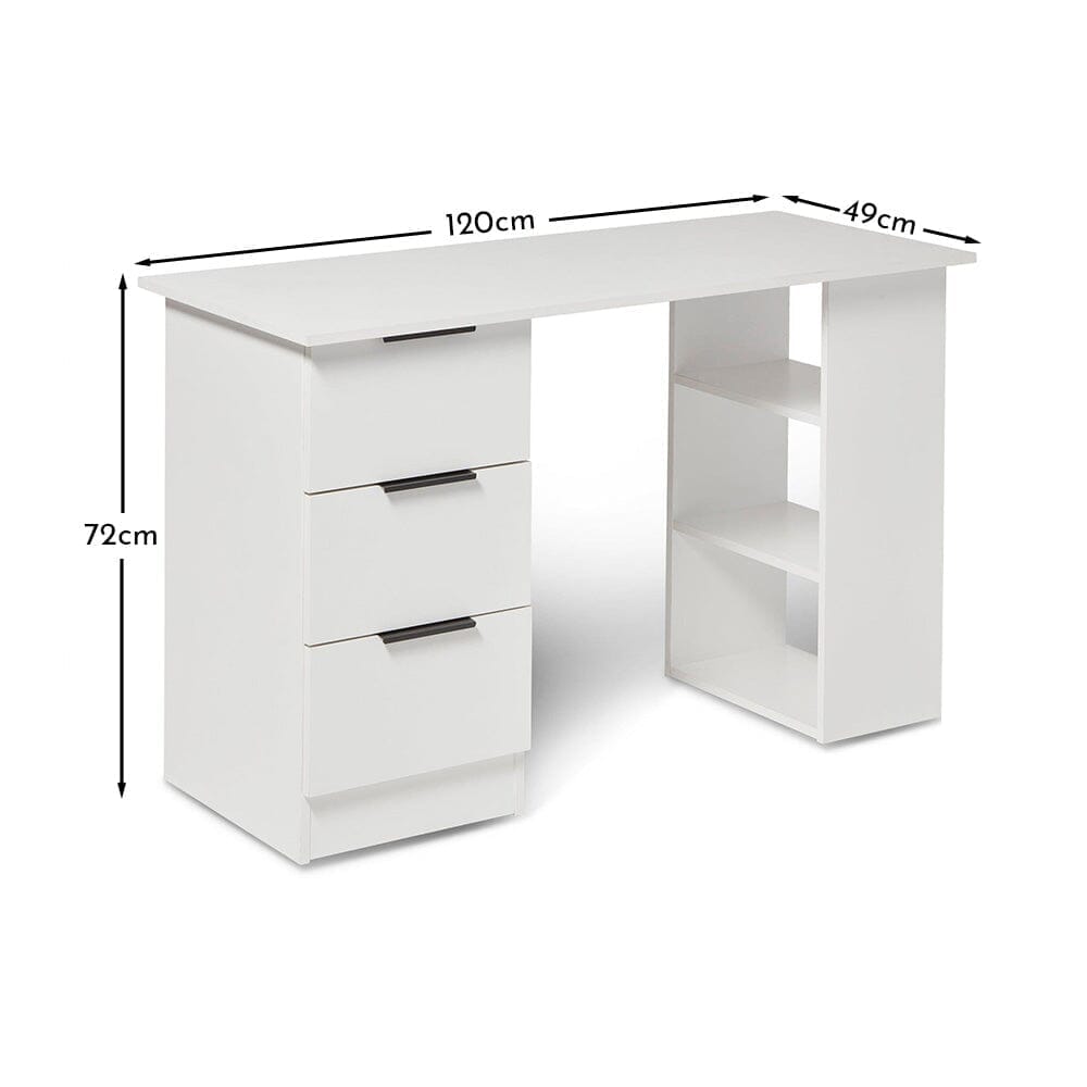 Essie 3 Drawer Desk White Laura James