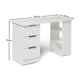 Essie 3 Drawer Desk - White