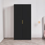 Essie 3 Piece Bedroom Set - 2 over 5 Chest of Drawers - Pitch Black