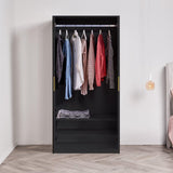 Essie 3 Piece Bedroom Set - 2 over 5 Chest of Drawers - Pitch Black