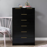 Essie 3 Piece Bedroom Set - 2 over 5 Chest of Drawers - Pitch Black