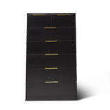 Essie 3 Piece Bedroom Set - 2 over 5 Chest of Drawers - Pitch Black