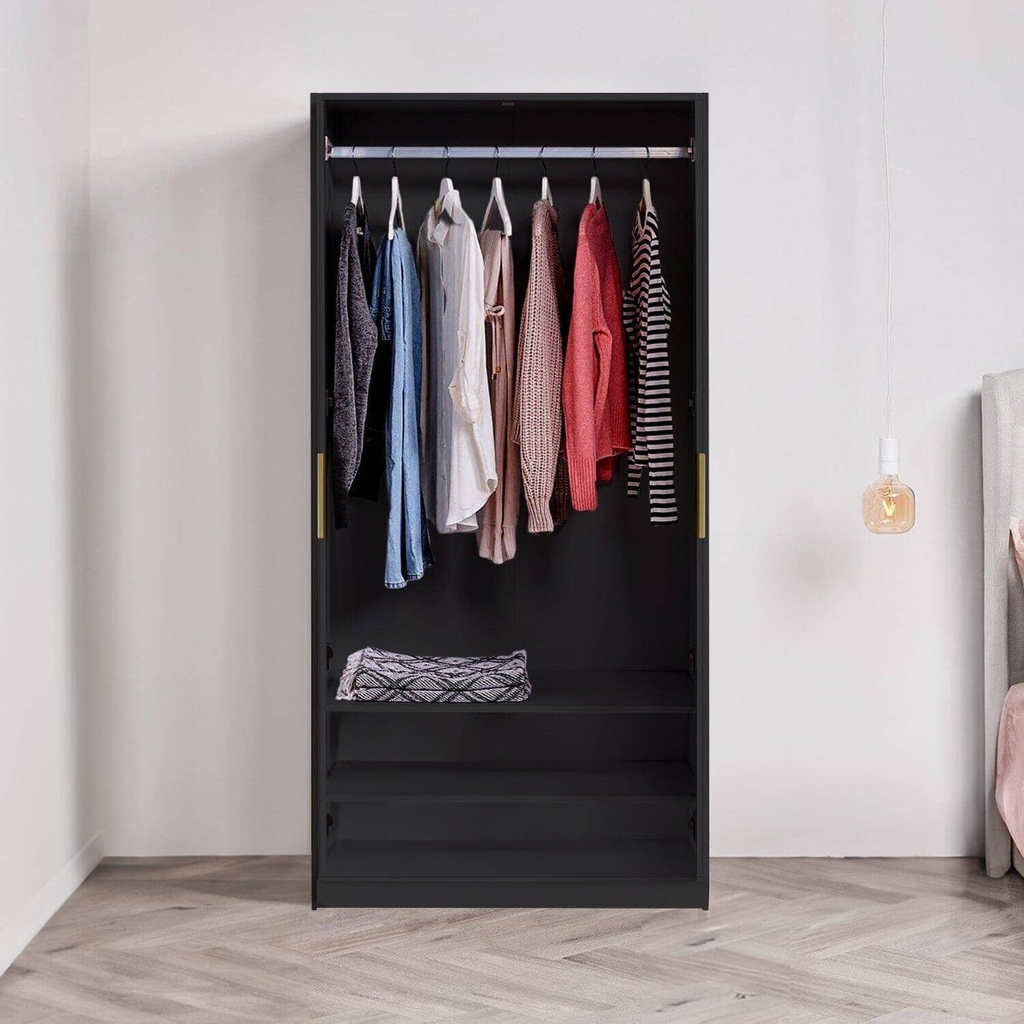 Essie 3 Piece Bedroom Set - 8 Chest of Drawers - Pitch Black