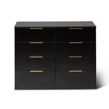 Essie 3 Piece Bedroom Set - 8 Chest of Drawers - Pitch Black