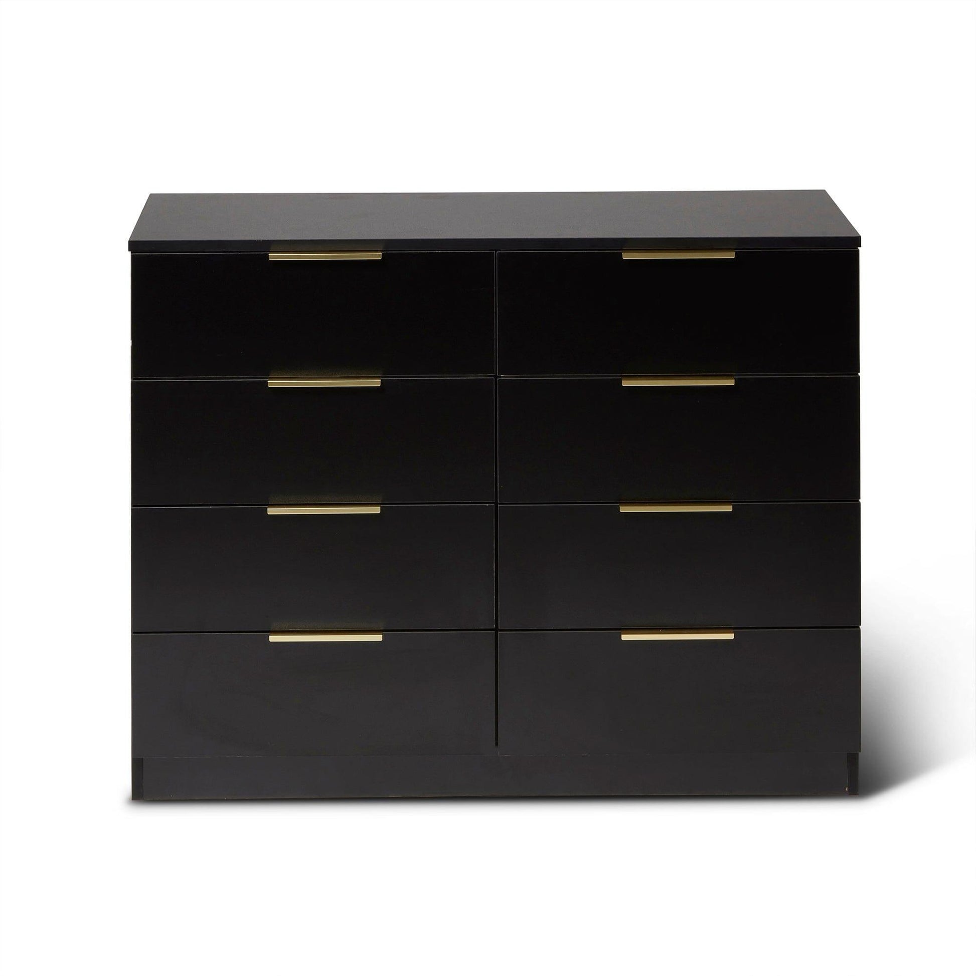 Essie 3 Piece Bedroom Set - 8 Chest of Drawers - Pitch Black