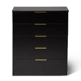 Essie 4 Piece Bedroom Set - 5 Chest of Drawers - Pitch Black