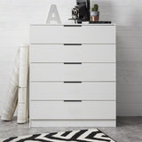 Essie 4 Piece Bedroom Set - 5 Chest of Drawers - Pure White