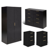 Essie 4 Piece Bedroom Set - 8 Chest of Drawers - Pitch Black