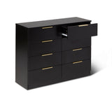 Essie 4 Piece Bedroom Set - 8 Chest of Drawers - Pitch Black
