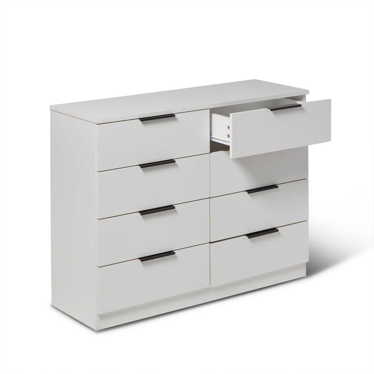 Essie 4 Piece Bedroom Set - 8 Chest of Drawers - Pure White