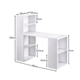 Essie Desk with Shelves - White