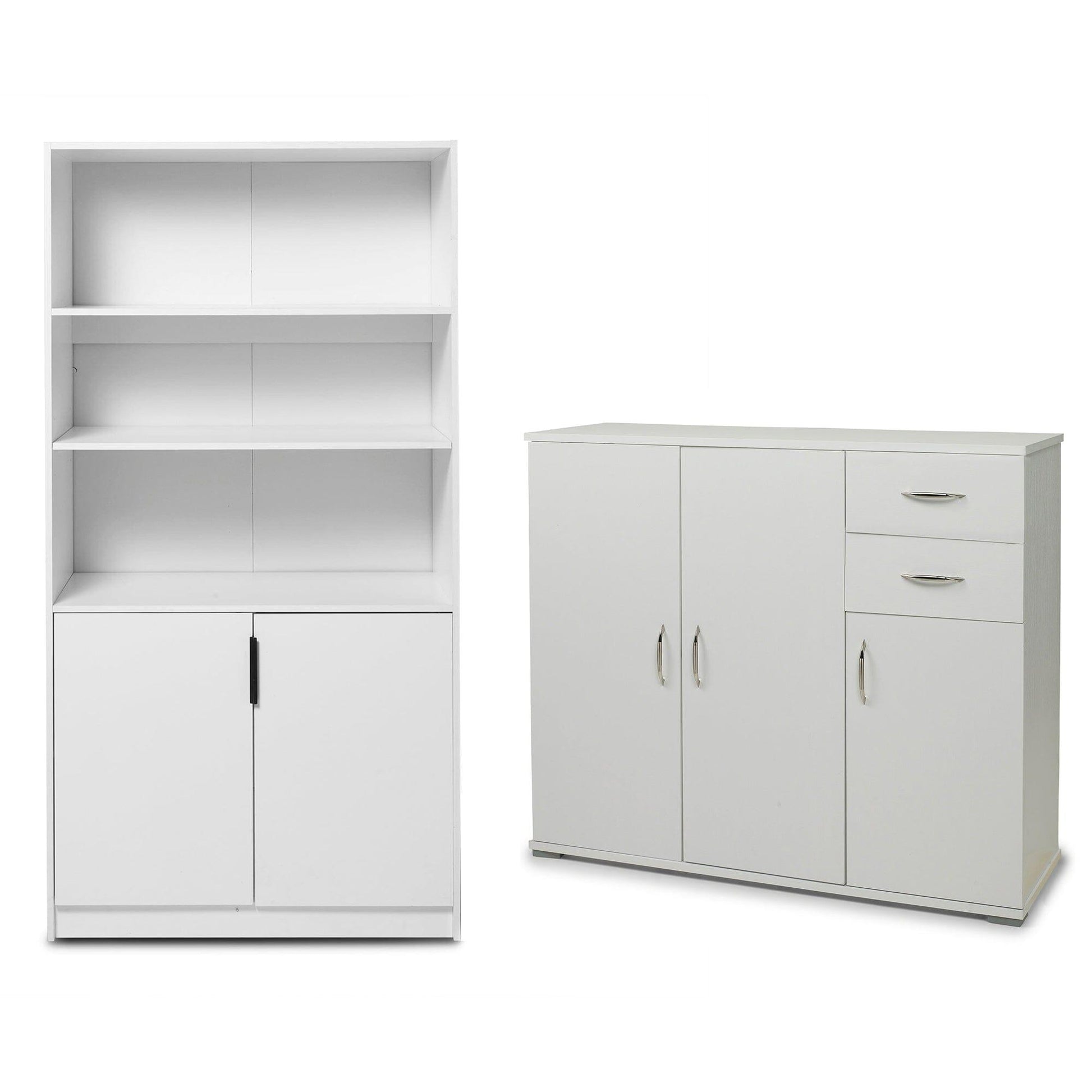 Essie Full Height Bookcase & Cabinet Office Set - Pure White