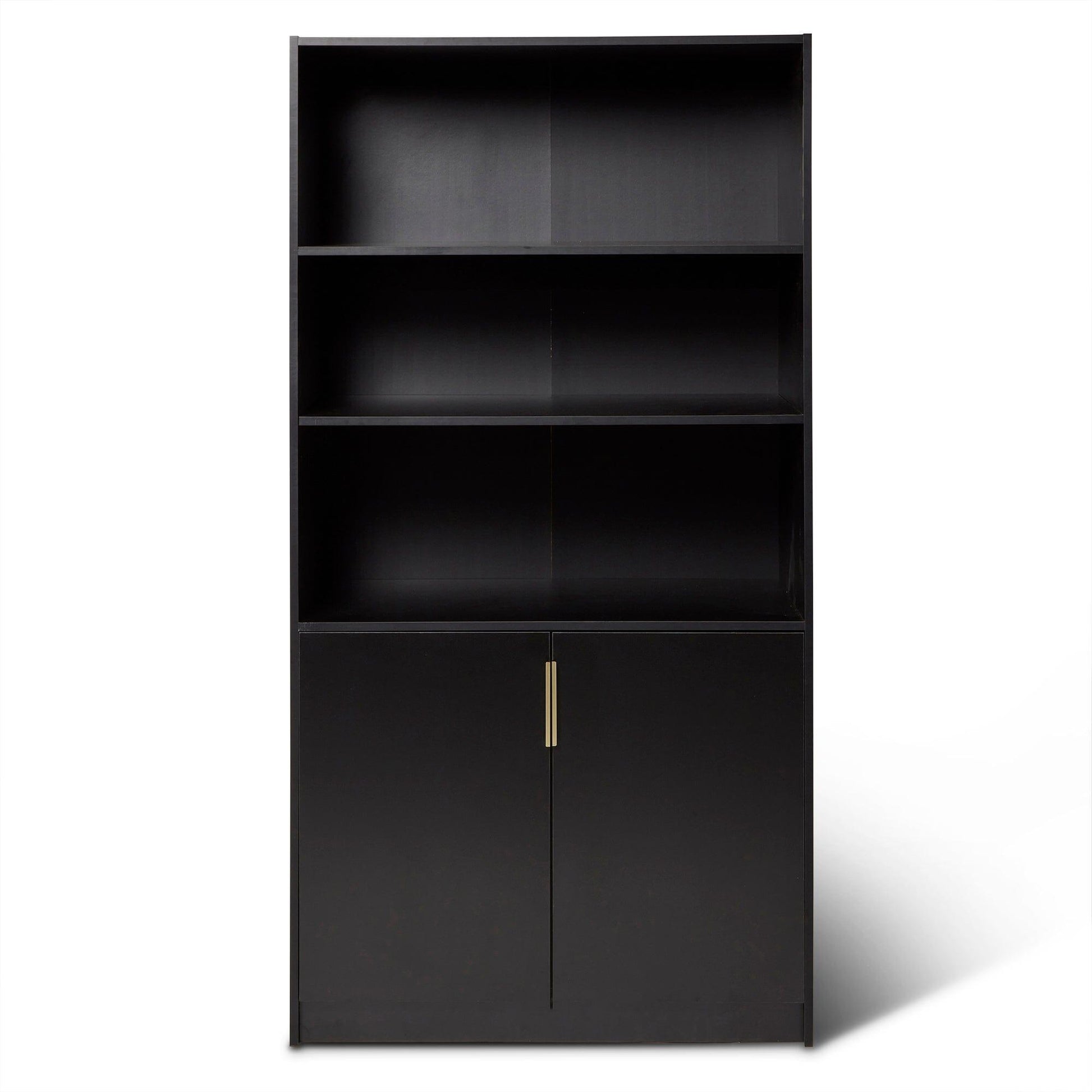 Essie Tall Black Bookcase with Gold Handles - Laura James