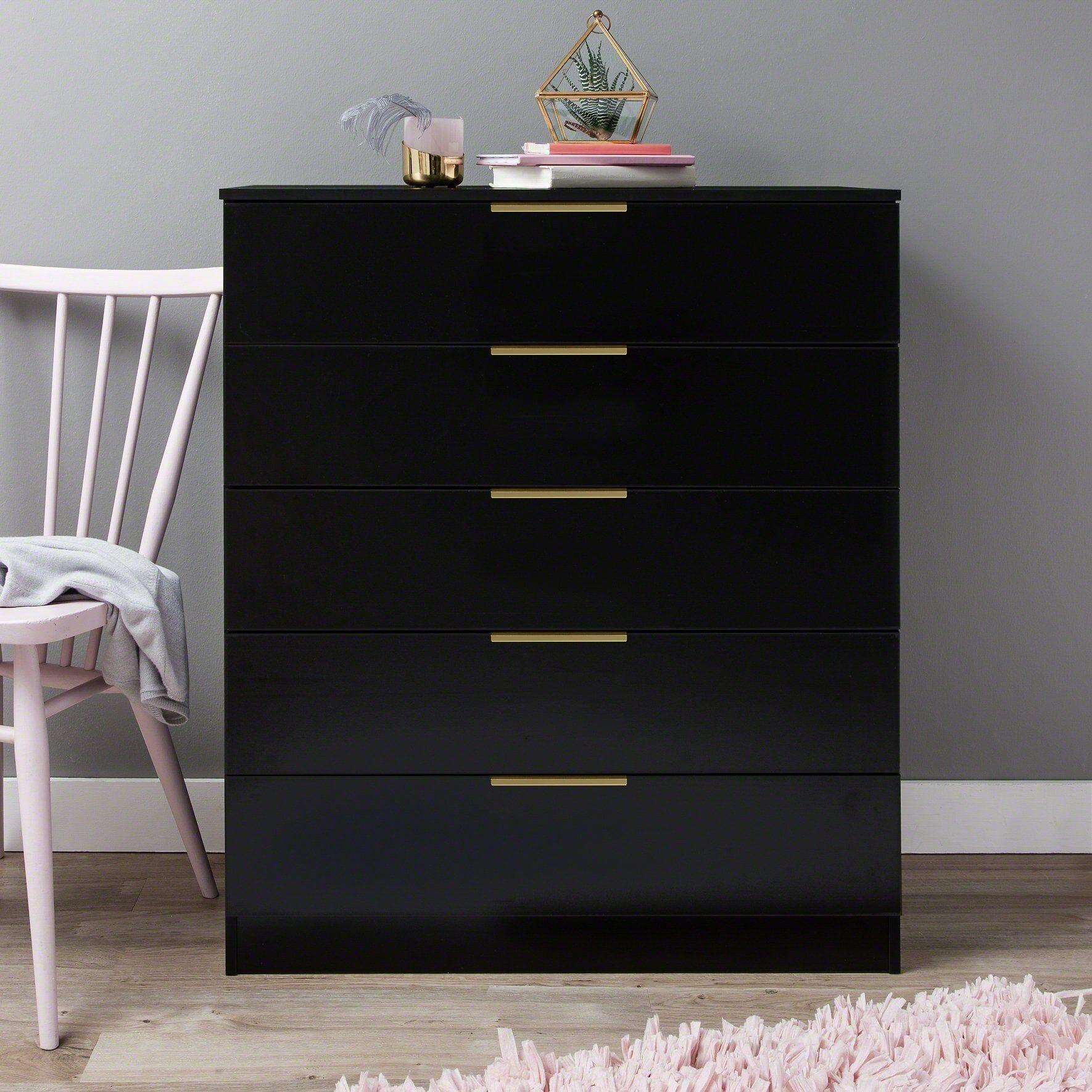 Essie 5 Drawer Tall Chest of Drawers - Black Laura James Essie 5 Drawer Tall Chest of Drawers - Black Laura James