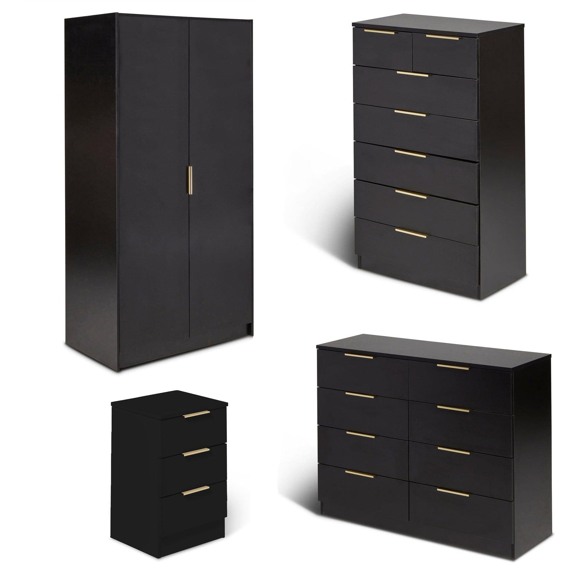 Essie Wardrobe & Drawers Bedroom Set - Pitch Black Laura James Essie Wardrobe & Drawers Bedroom Set - Pitch Black Laura James