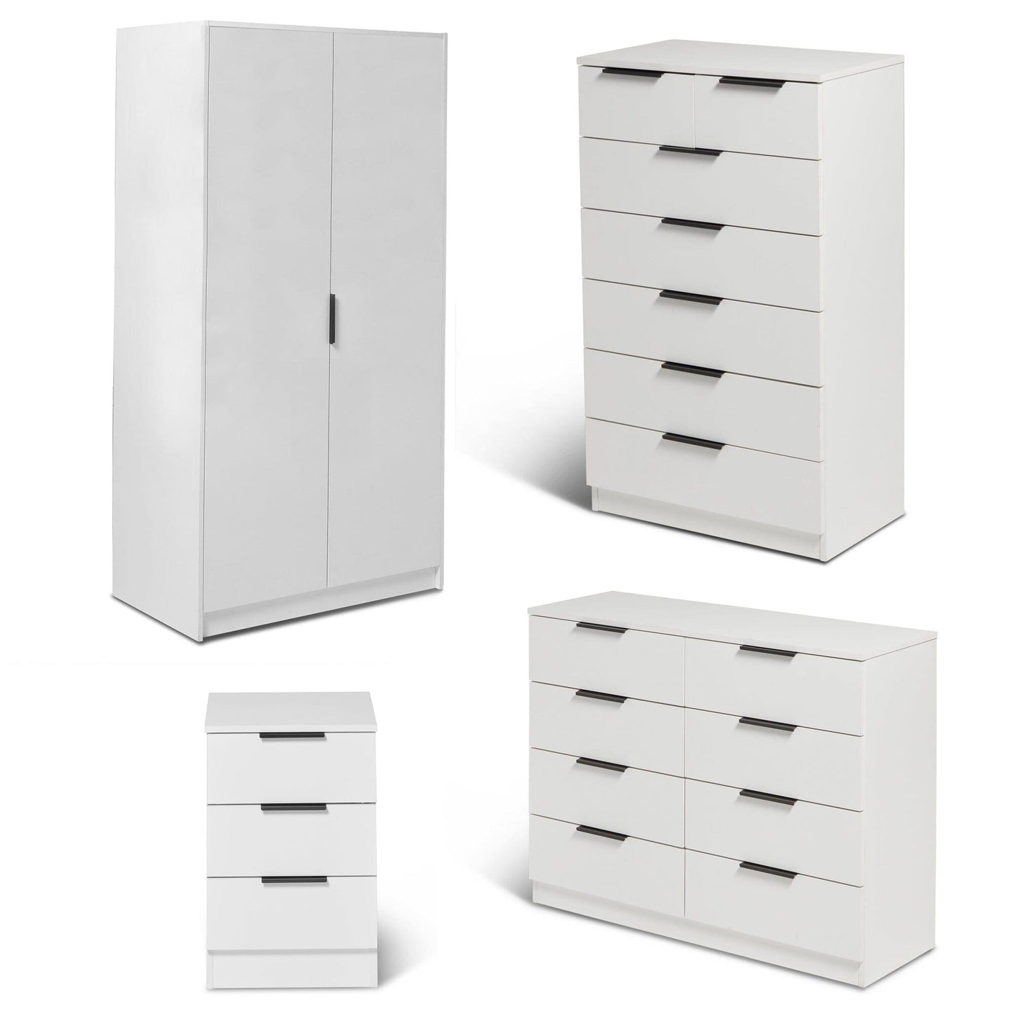 Essie Wardrobe and Drawers Bedroom Set - Pure White