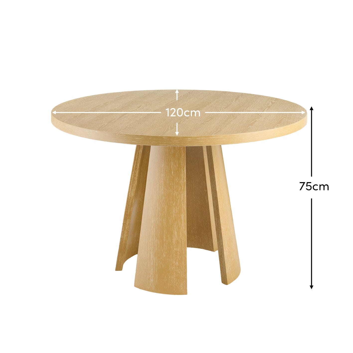 Farren Whitewash Oak Round Dining Table -120cm - Laura James