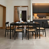 Paul Black Oak Large  Extending Dining Table Set - 6 Seater - Faye Wooden Black Dining Chairs - Laura James 