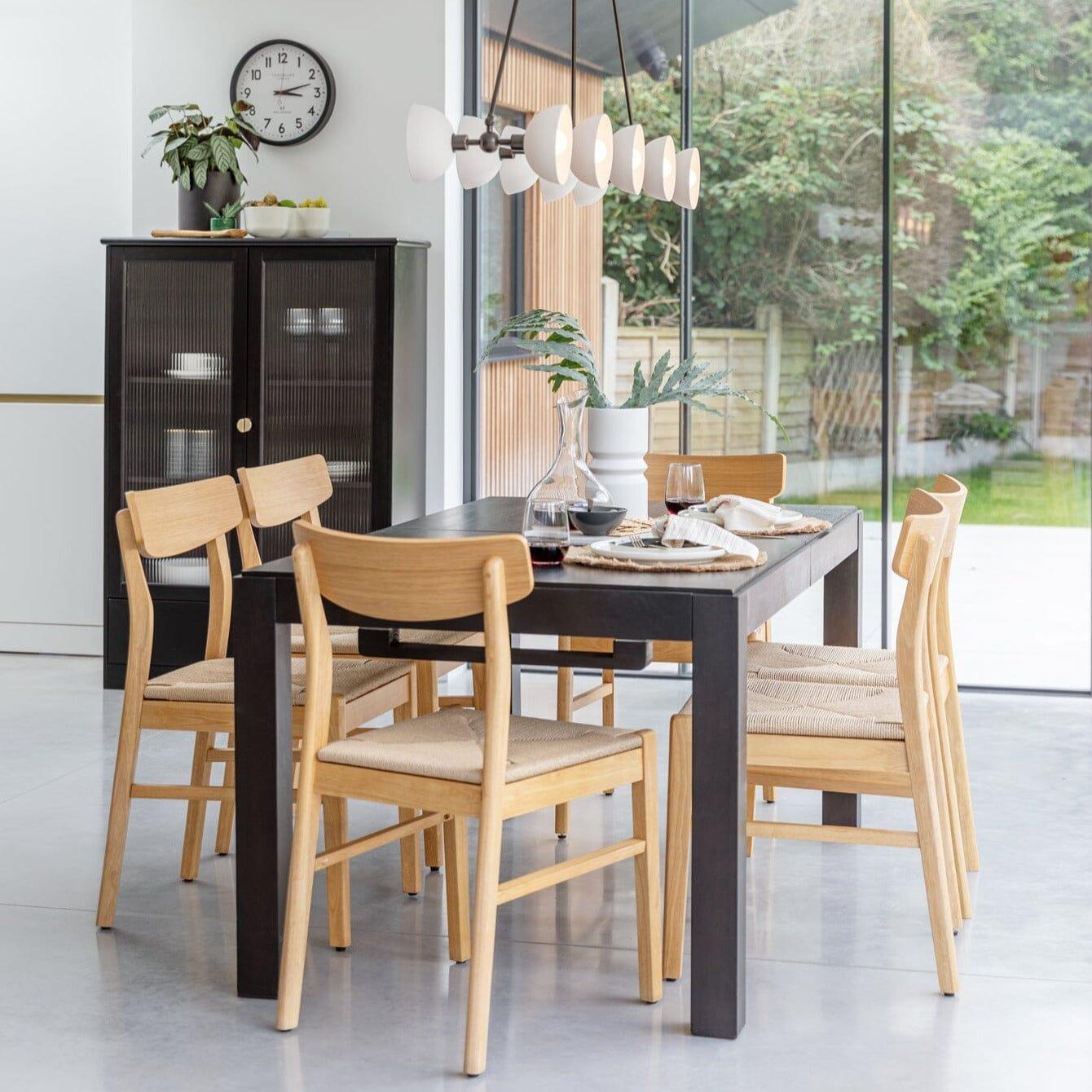 Laura James Woven Seat Dining Chair Wooden Woven Chair Set Of