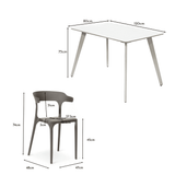 Finn 4 Seater dining set with grey chairs - 120cm - pure white - Laura James